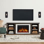 Real Flame Kenai 5,100 BTU 72 Inch Wide Media Console Electric Fireplace with Remote Control Dark oak
